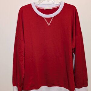 Fantaslook Red Color Block Sweatshirt